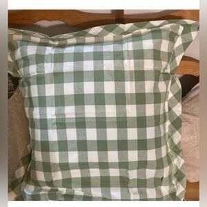 Euro Sham Gingham Buffalo Check Plaid Southern Living Green White Cotton & Linen